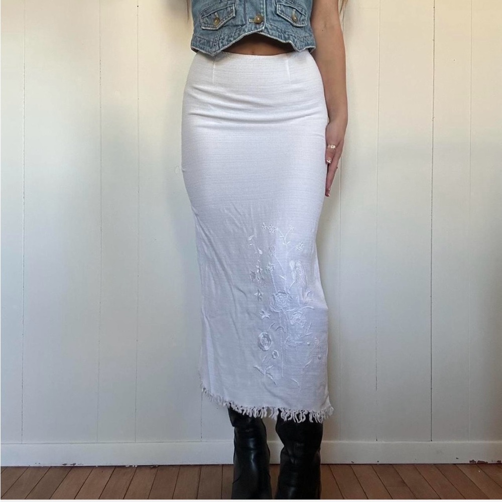 Vintage White Maxi Skirt with Slit